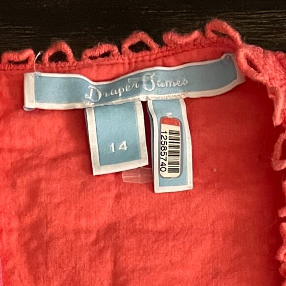 Draper James Dress 14-Pink Coral Midi Eyelet Fit & Flare Cotton Cottagecore Boho - Picture 8 of 8